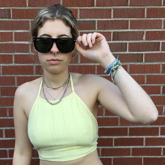 TOBI Yellow Triangular Halter with Ties - Picture 7 of 8